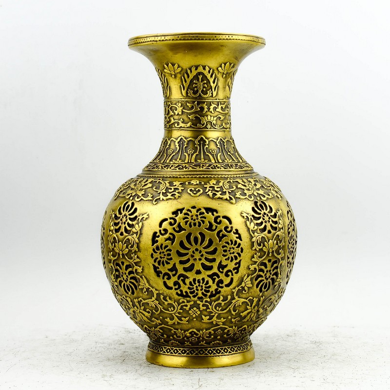 批发精工纯铜 镂空花瓶 鸟语花香瓶 花开富贵家居装饰摆件礼品