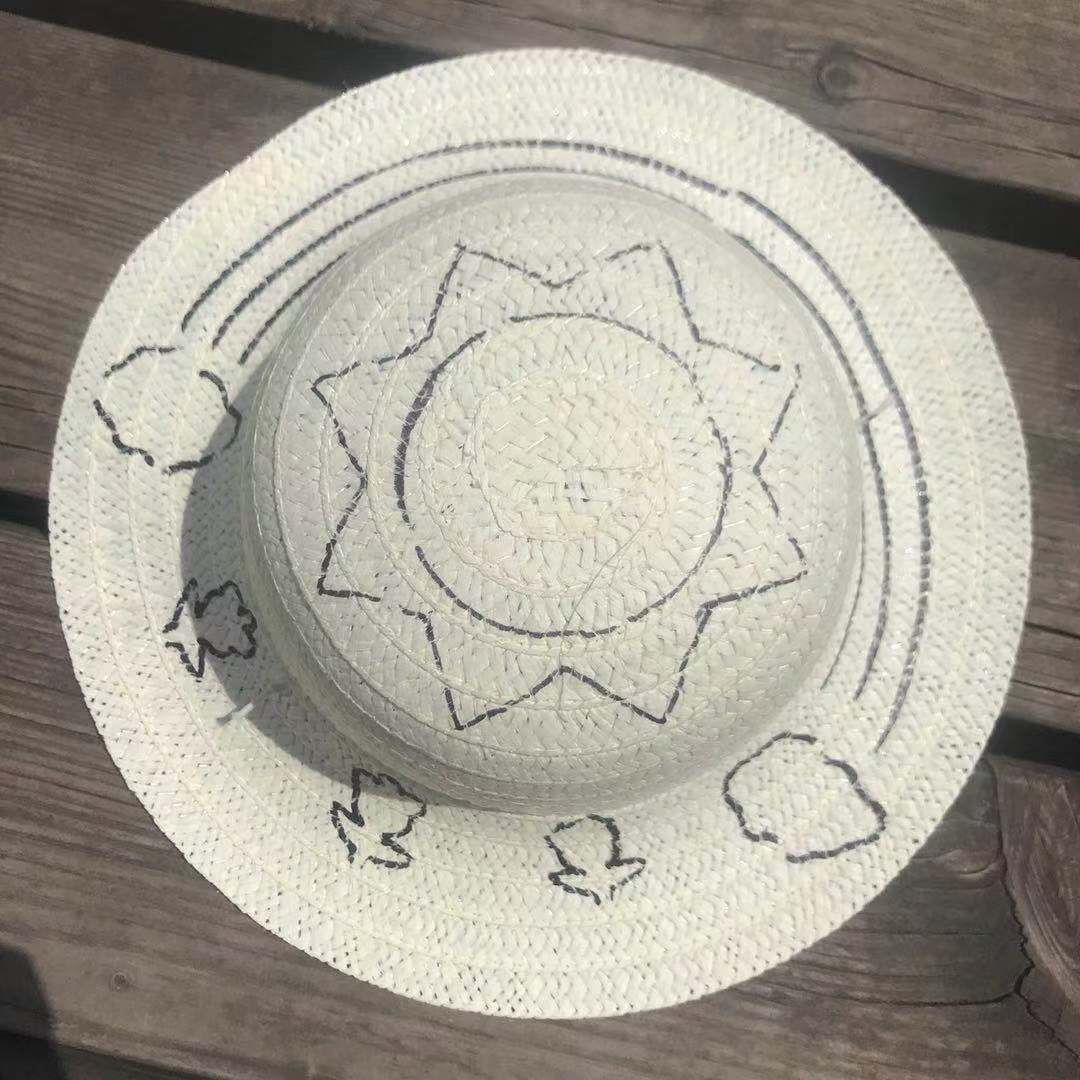 儿童diy绘画草帽手绘涂鸦彩绘卡通图线稿帽子 幼儿园创意墙面布置