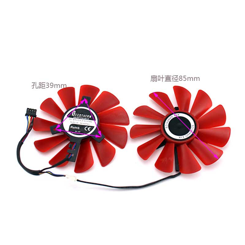 适用于讯景/xfx rx470 480 570黑狼版风扇474478 574 578显卡风扇