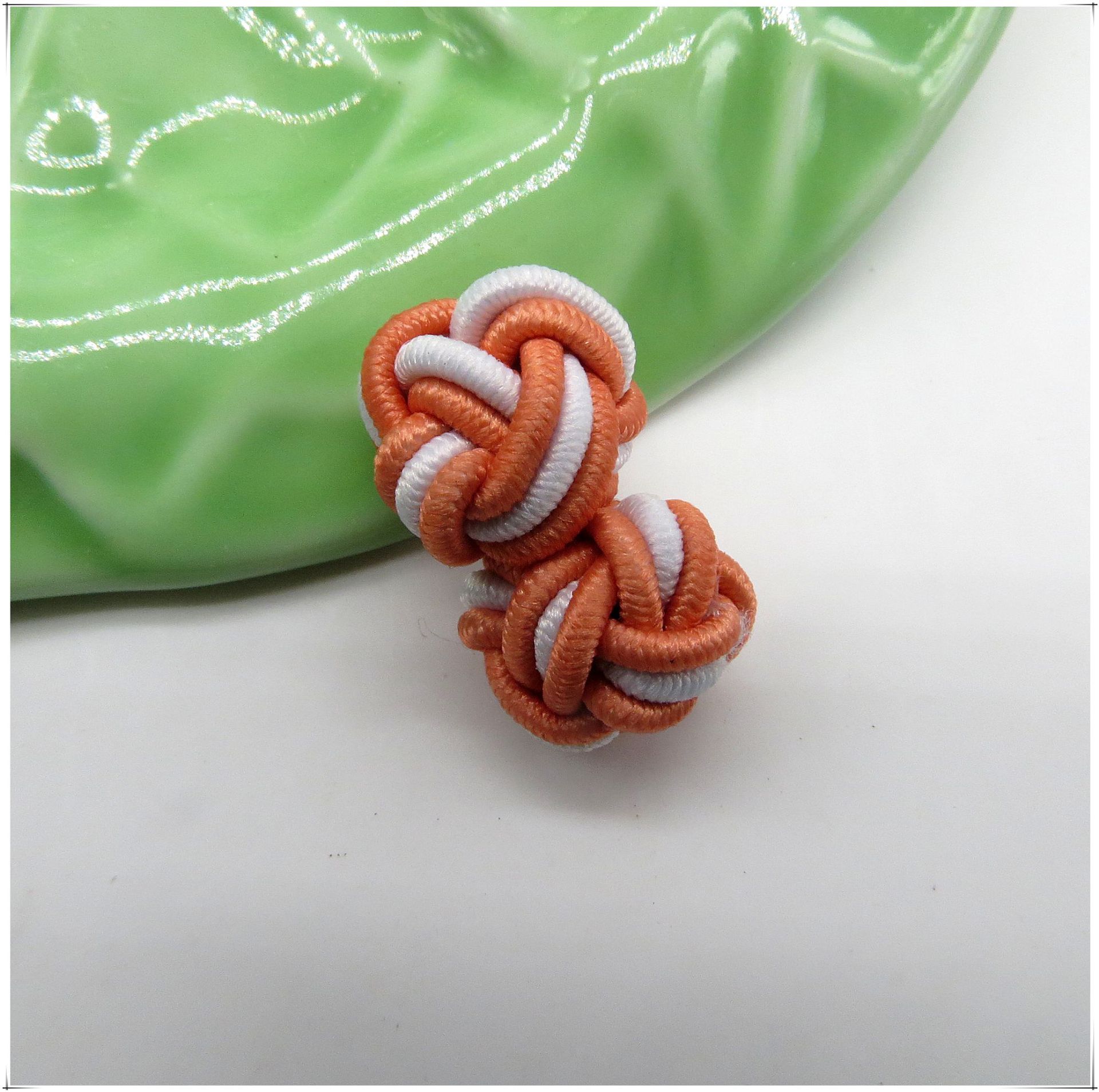 纯手工袖扣橡皮筋盘扣传统中国结编织绳扣波子两色双球松紧扣