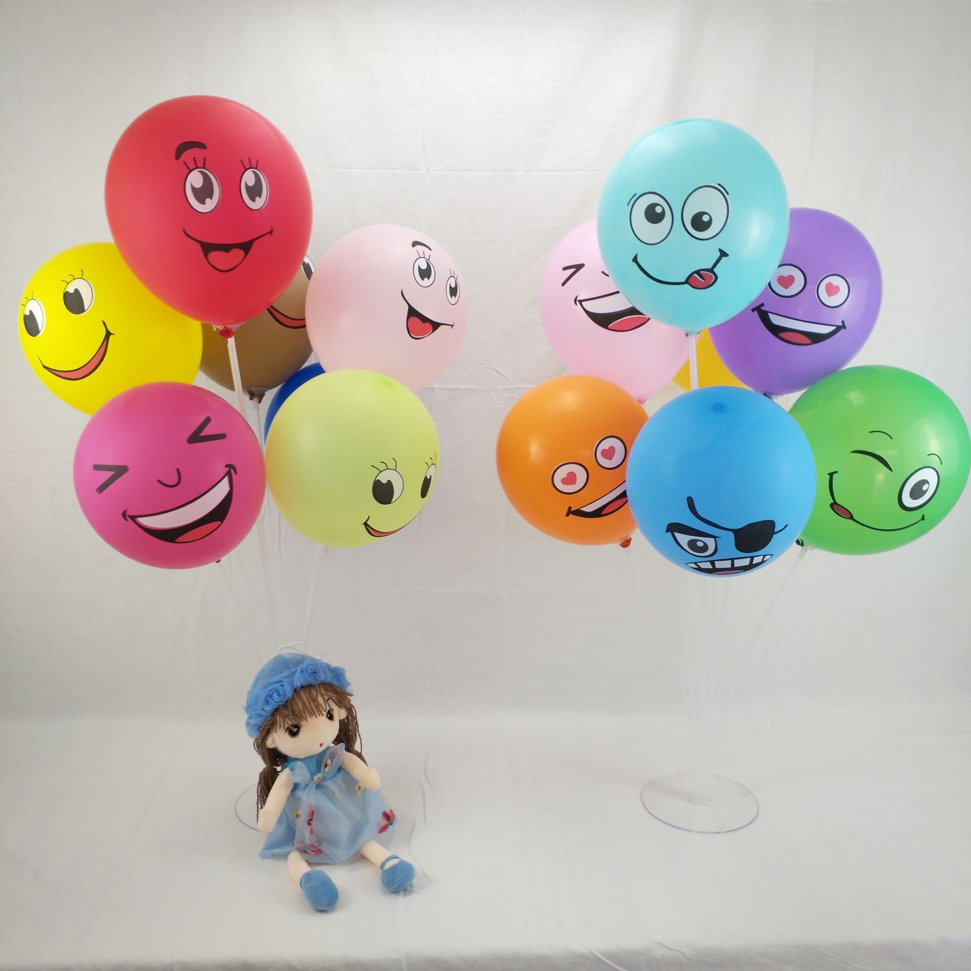 厂家定制批发黄色表情笑脸场景布置印字气球可来图定制内容