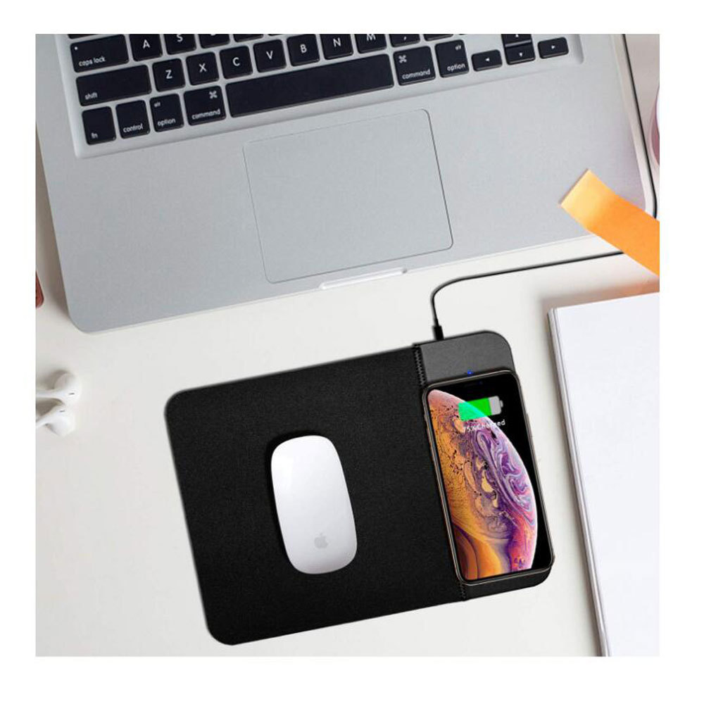 厂家定制新款pu无线充电鼠标垫 多功能皮革防滑鼠标垫