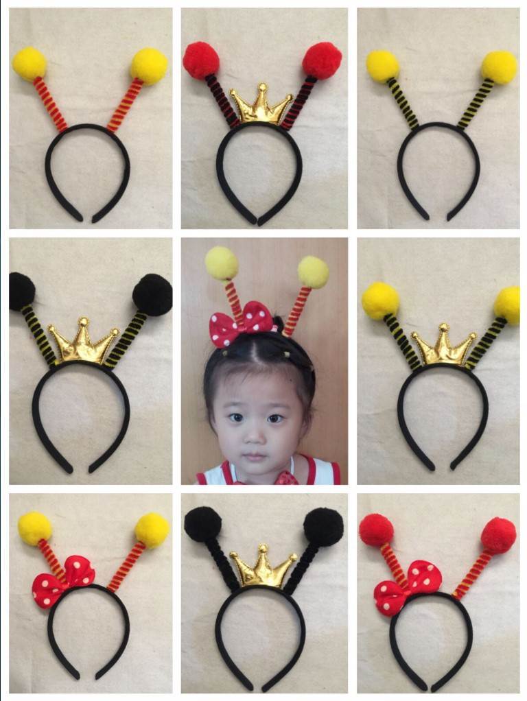 儿童节小蜜蜂发箍幼儿园蚂蚁触角头箍动物发箍表演头饰金龟子发饰