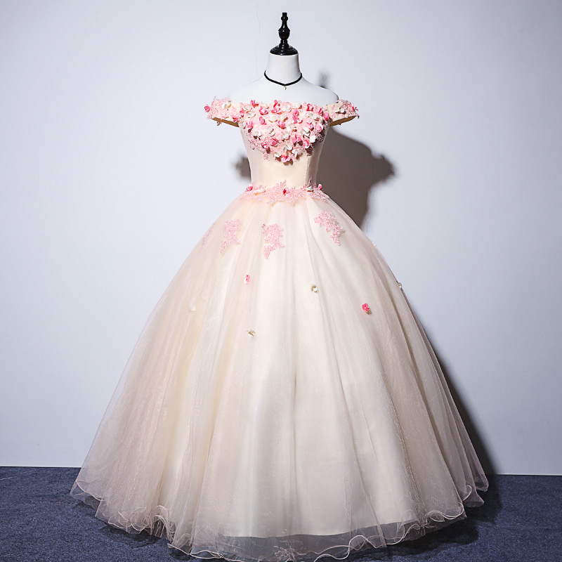 舞会演出服女彩纱2018新款声乐艺考服装蓬蓬裙外贸长款晚礼服供应