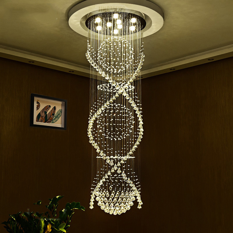 一件代发楼梯吊灯现代简约别墅旋转楼梯间水晶吊灯楼梯灯长吊灯