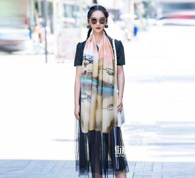 2019新款丝巾女春秋夏季围巾纱巾薄款百搭披肩配裙子秋款时尚洋气