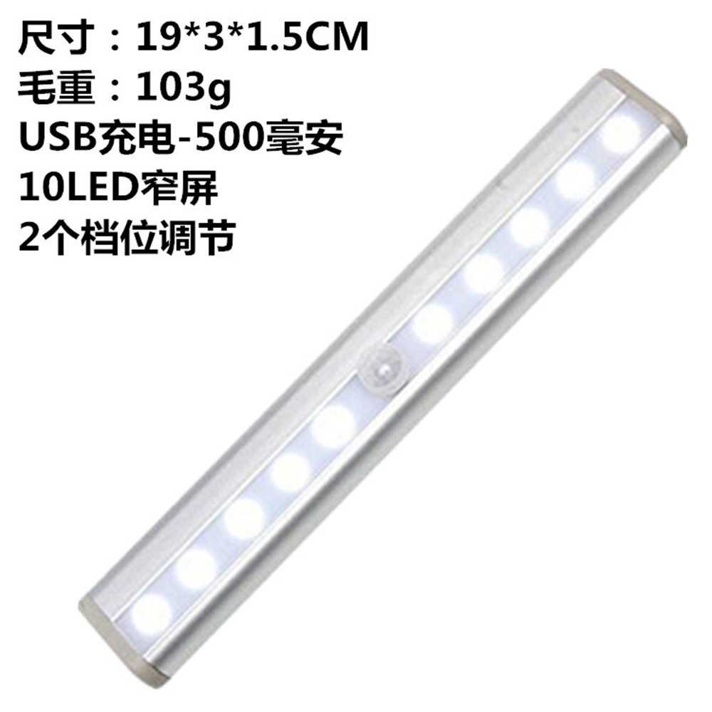 Smart Strip Rechargeable LED Infrared Sensor Lamp Closet Cabinet Light Battery Wardrobe Light USB Corridor Small Night Lamp