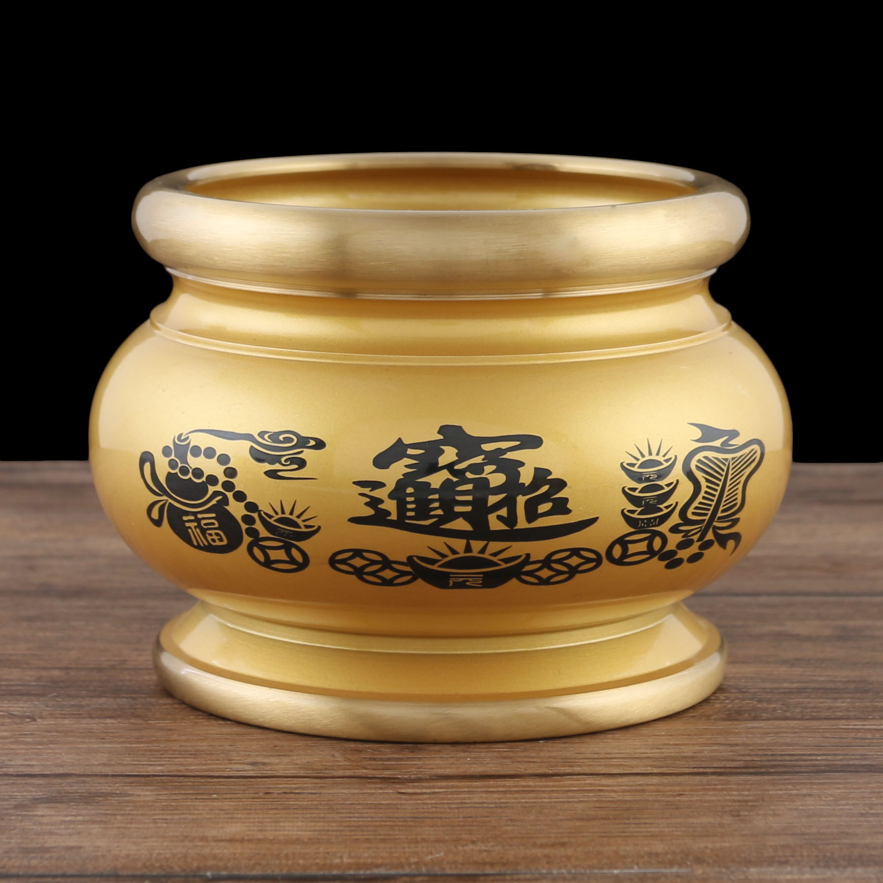 铜香炉招财进宝炉莲花供佛家用室内工厂批发佛具财神黄铜香炉摆件