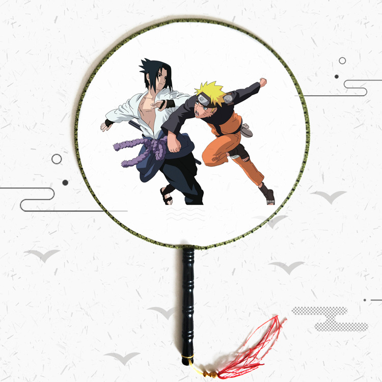 动漫圆扇宫扇 火影忍者 鸣人 佐助 卡卡西 古风团扇 来图定制