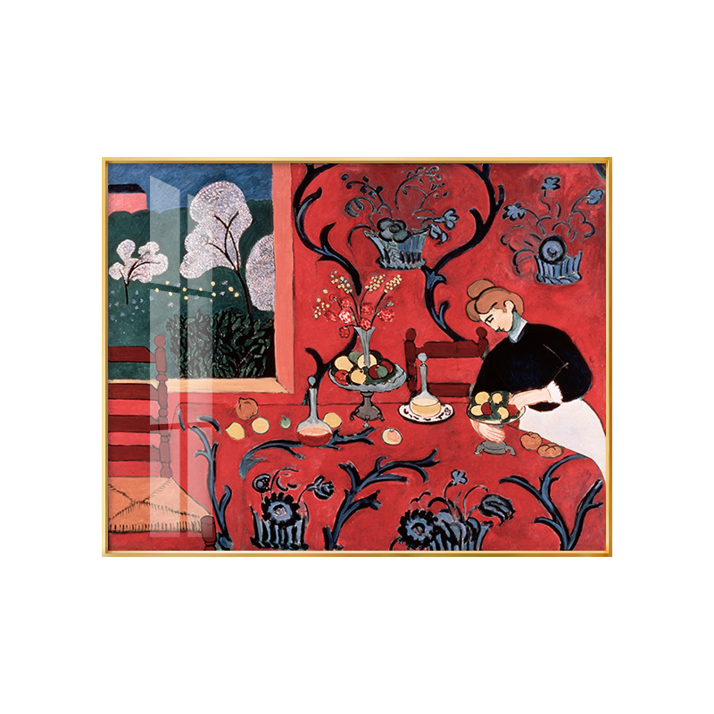 野兽派抽象艺术装饰画美式乡村风客厅餐厅小众挂画 马蒂斯-红房子
