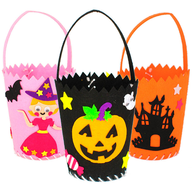 万圣节卡通手工diy不织布手提讨糖袋 幼儿园儿童创意节日材料包