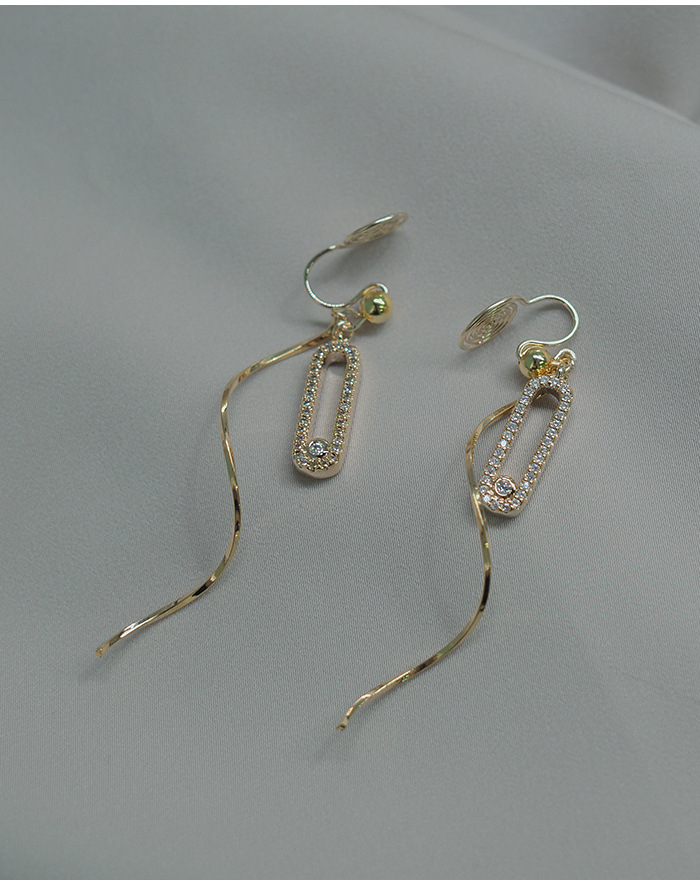 烨远 手作回形针波浪蚊香盘耳夹无耳洞耳骨夹耳环耳饰女91027