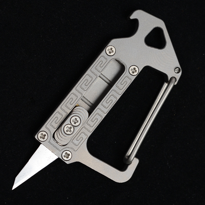 钛合金多功能挂扣edc美工刀推拉小刀随身开箱户外用品工具