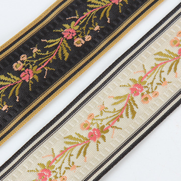 国风提花织 带传统花卉纹箱包装饰包边带 服装辅料织带批发