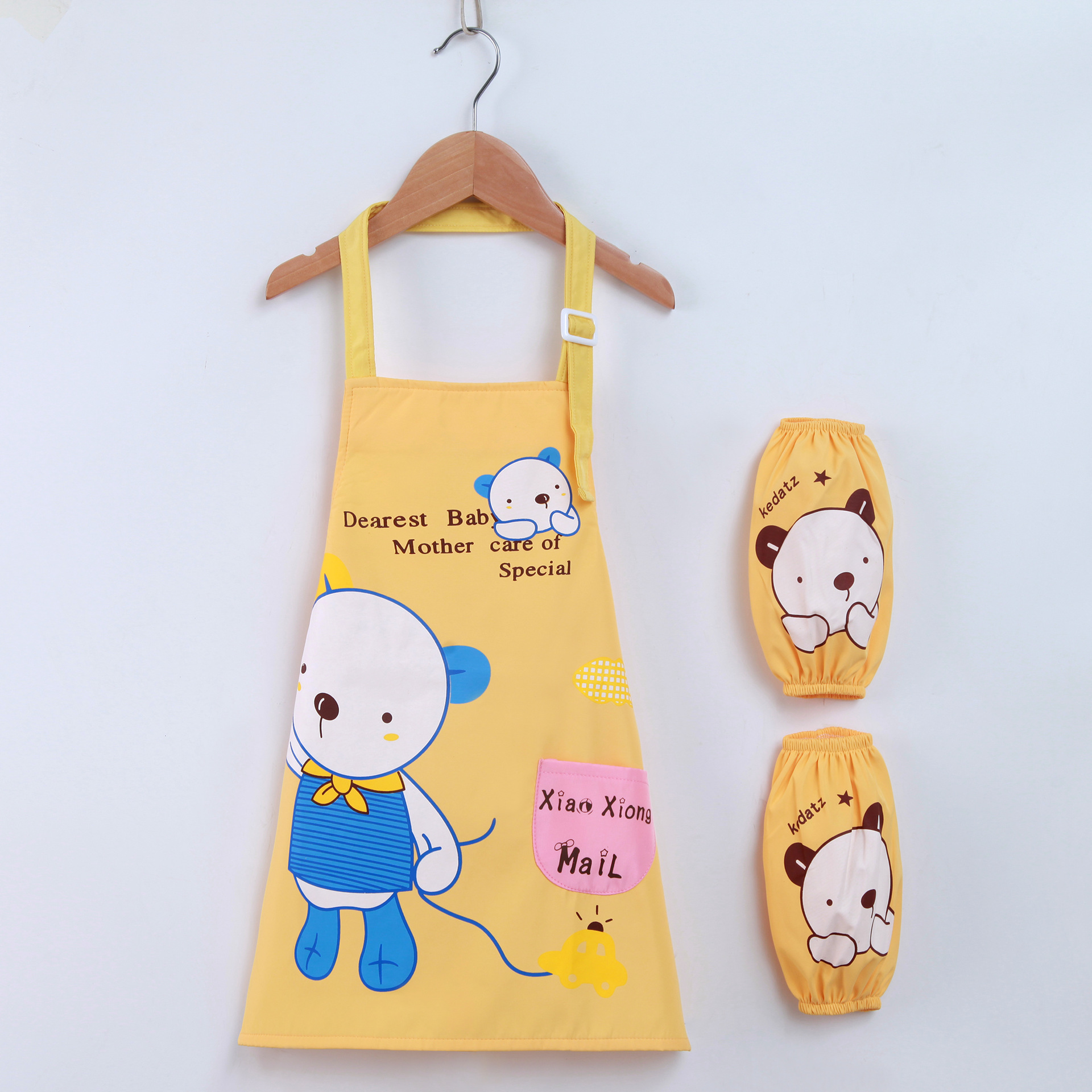 儿童围裙防水画画衣服幼儿园男女孩无袖绘画罩衣宝宝吃饭罩衣批发