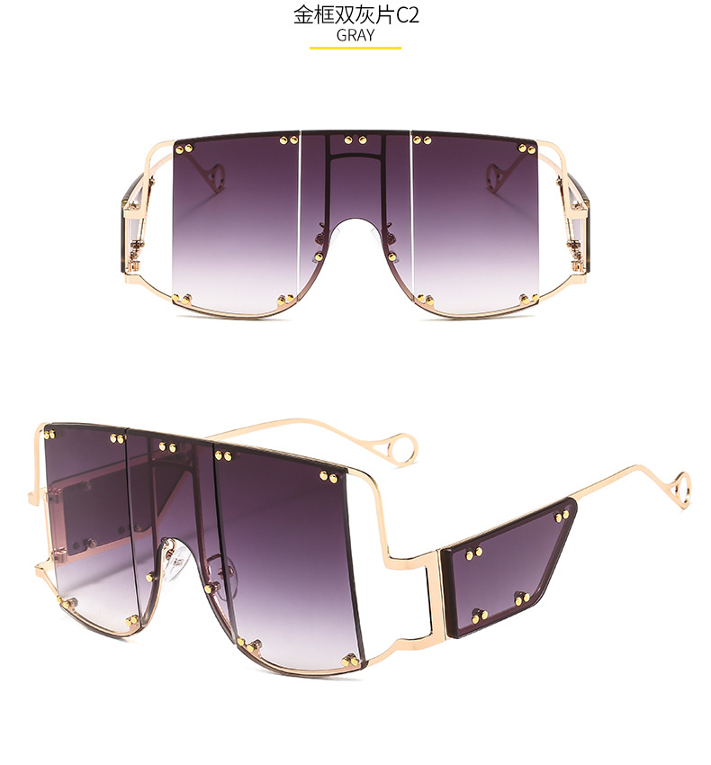 跨境网红大框金属太阳镜t800 朋克个性isn连体分割面罩蕾哈娜墨镜