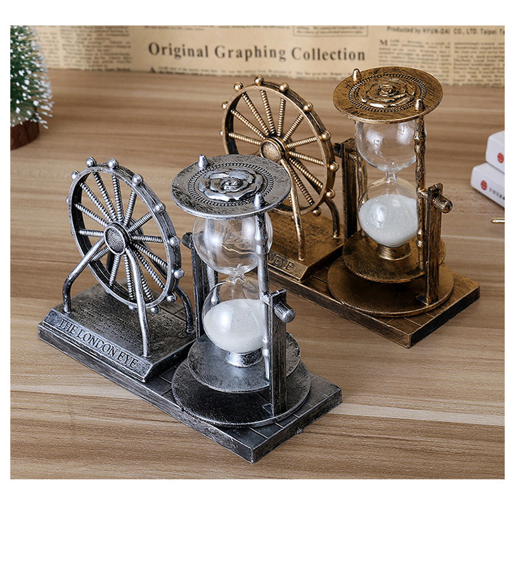 复古怀旧摩天轮塑料工艺品创意旋转沙漏摆件儿童节学生礼物小商品