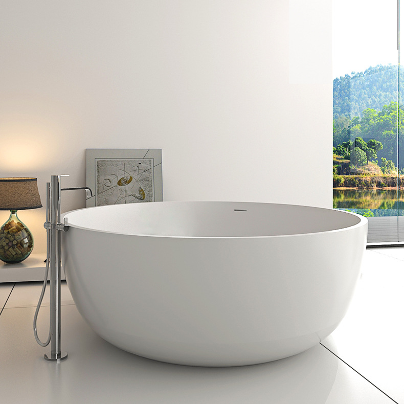 人造石浴缸 古典圆形浴缸酒店家用成人独立式洗澡盆批发bs-8615