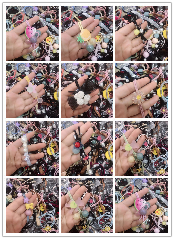 Fashion One Yuan Two Yuan Hair Accessories Ornament Hair Rope Hair Ring Stall Push Miscellaneous Sold by Half Kilogram Ornament All Sold by Half Kilogram