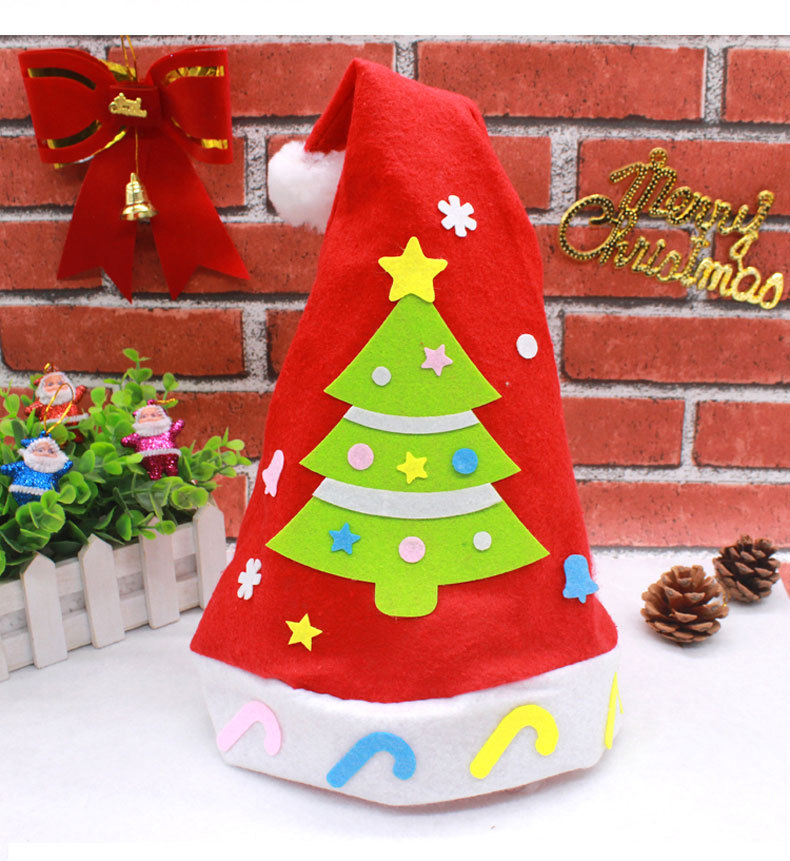 圣诞帽diy材料包圣诞节幼儿园手工制作不织布帽子儿童创意玩具