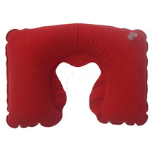 厂家直供旅行充气U型pvc枕头充气枕头植绒充气枕可印制logo