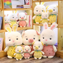一件代发羽绒棉猪毛绒玩具水果猪公仔抱枕水果兔玩偶甜果兔子娃娃