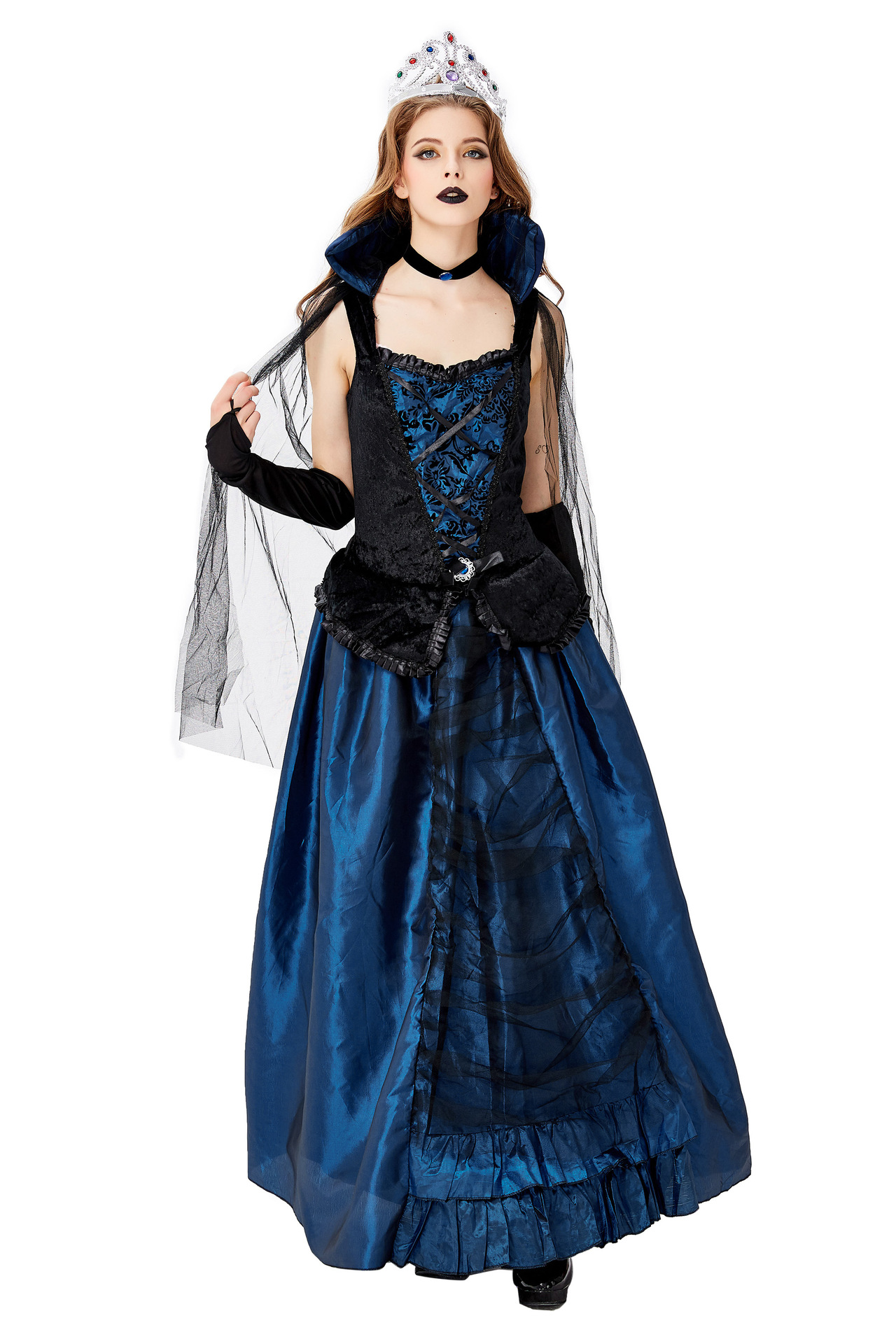女王装新款万圣节 聚会派对吸血鬼 蓝色妖姬宫廷装女王公主伯爵服