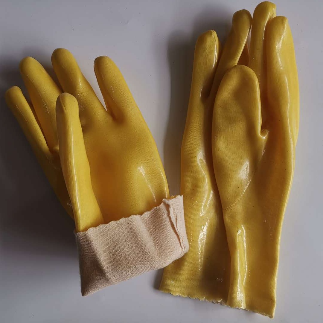 正品东亚028棉毛浸塑手套 耐酸碱pvc工业防护手套 浸胶劳保手套