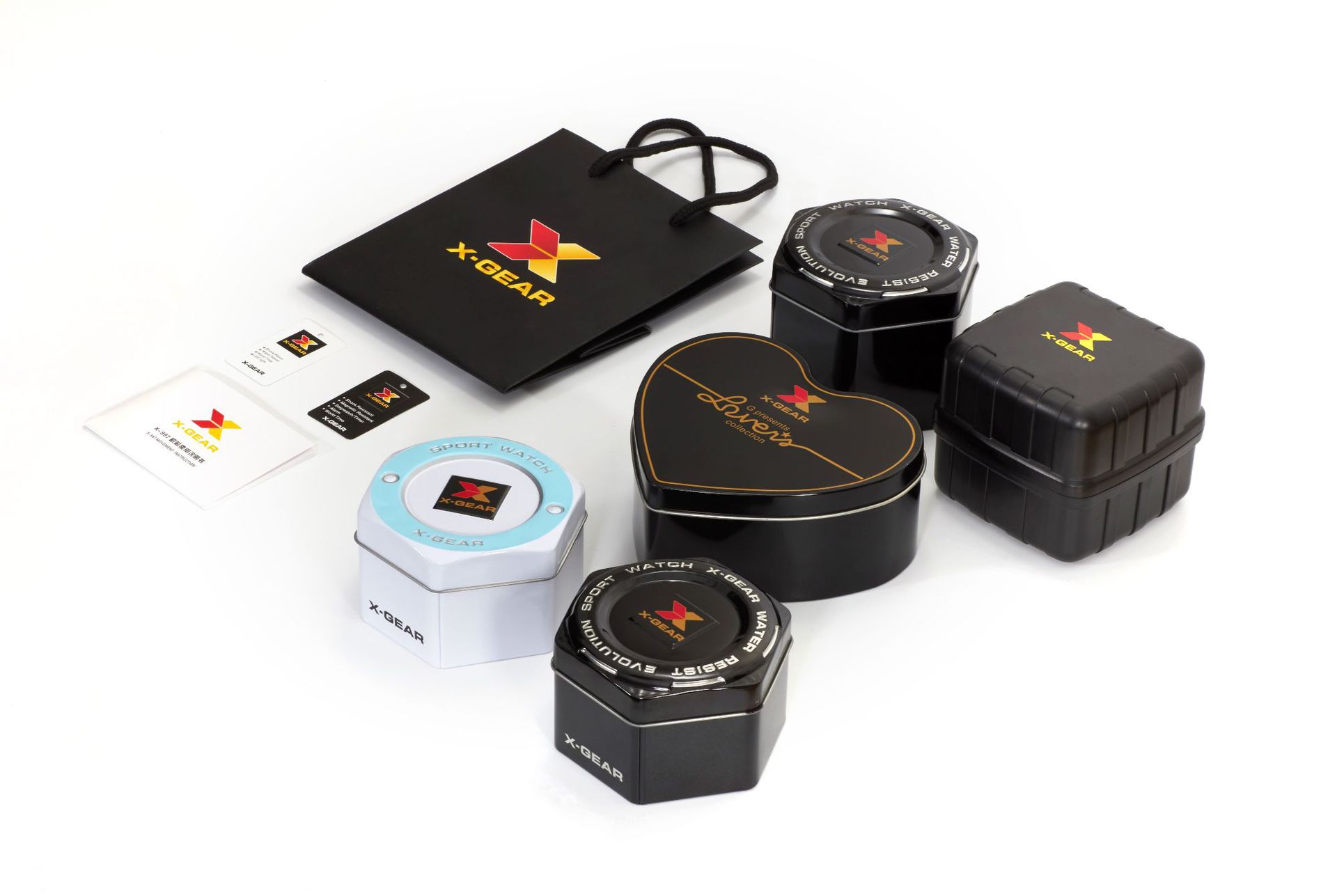 x-gear手表精美运动休闲手表包装盒子礼品袋