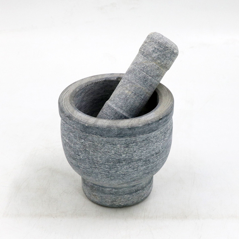出口外贸粗打大理石捣蒜器12cm石臼家用厨房研磨器蒜臼工厂批发