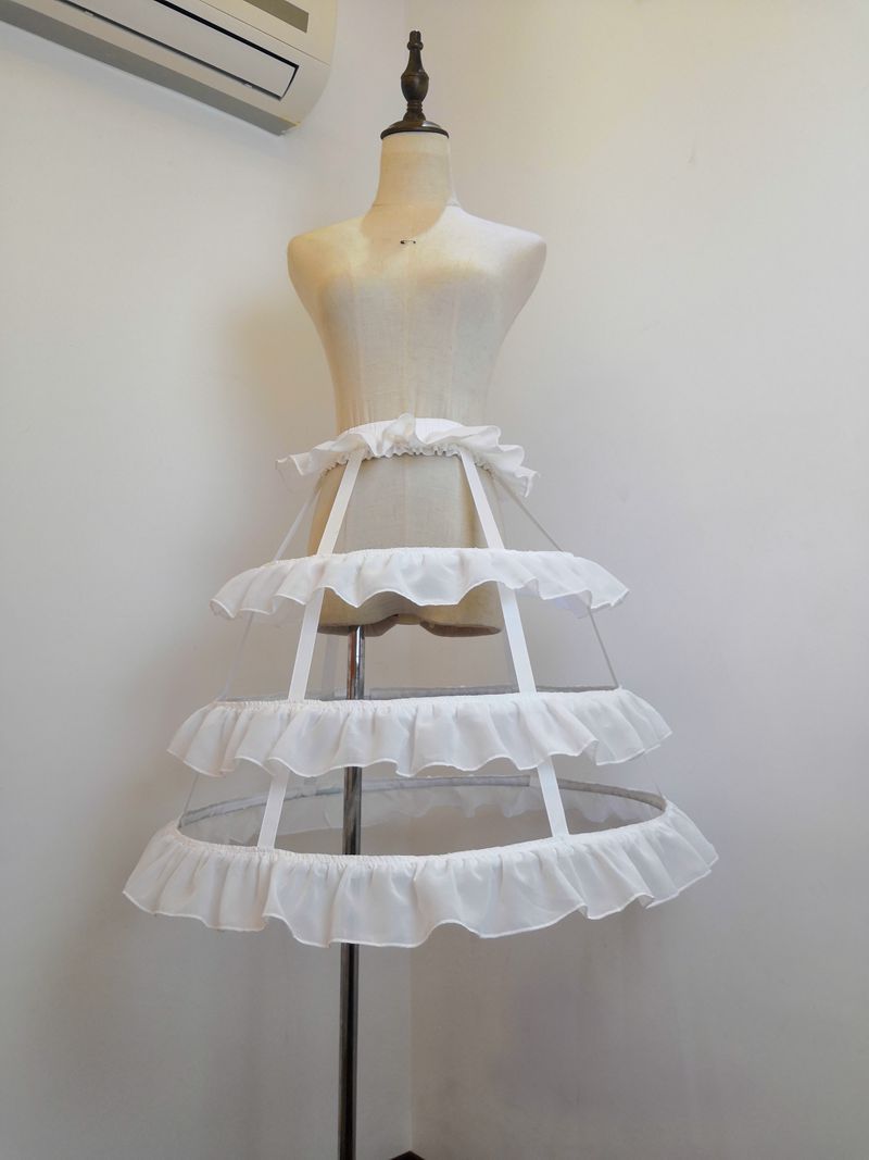 日常lolita镂空荷叶边鸟笼鱼骨裙撑cosplay暴力荷叶裙撑洋装标配