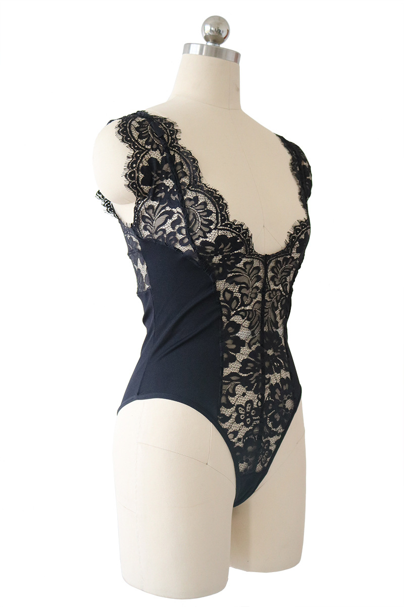 欧美情趣蕾丝拼接性感连体衣透视深v诱惑情趣内衣1372