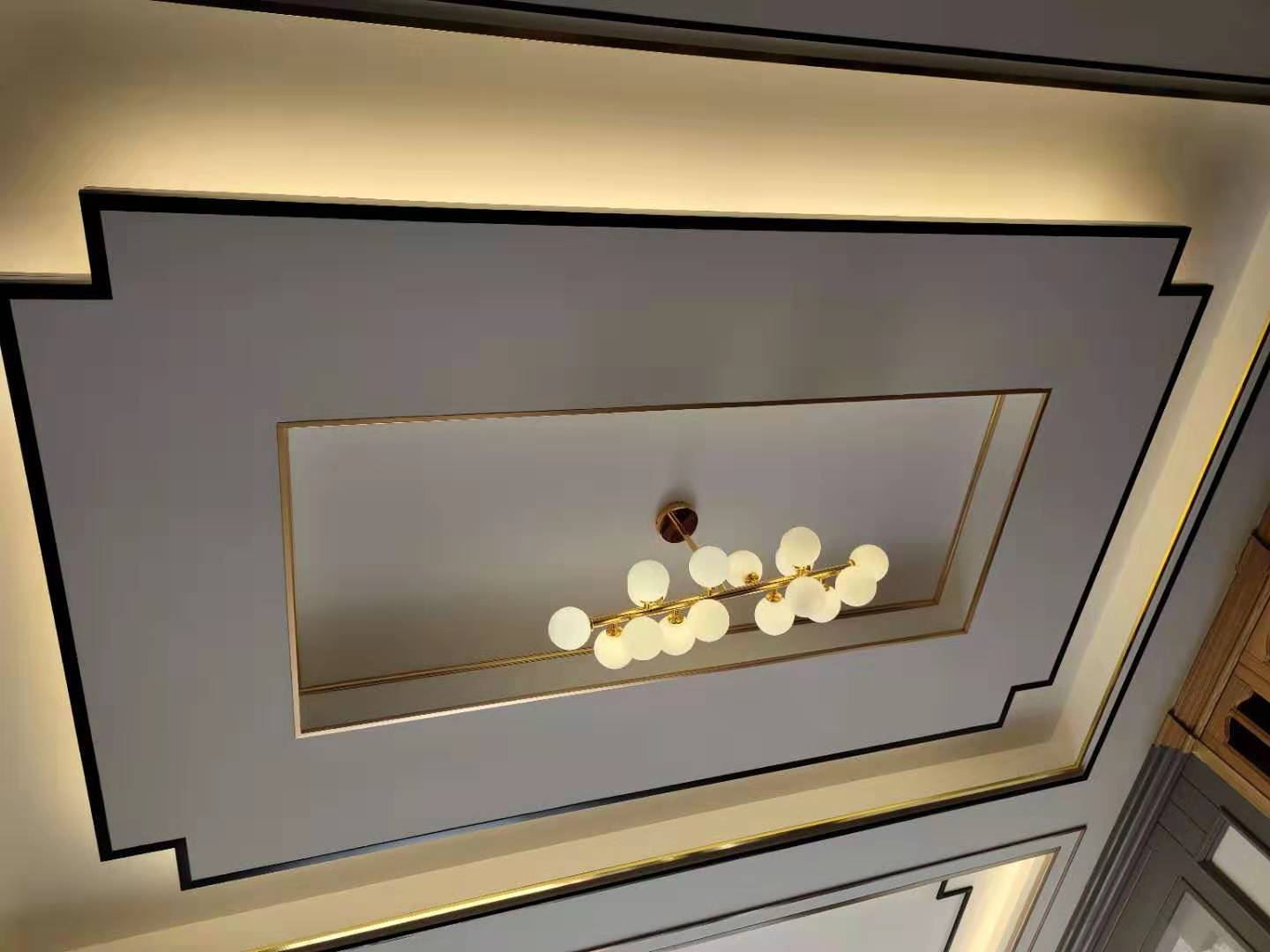 佛山铝合金u型槽带底座背景墙装饰线条吊顶收边拉丝铝合金线条