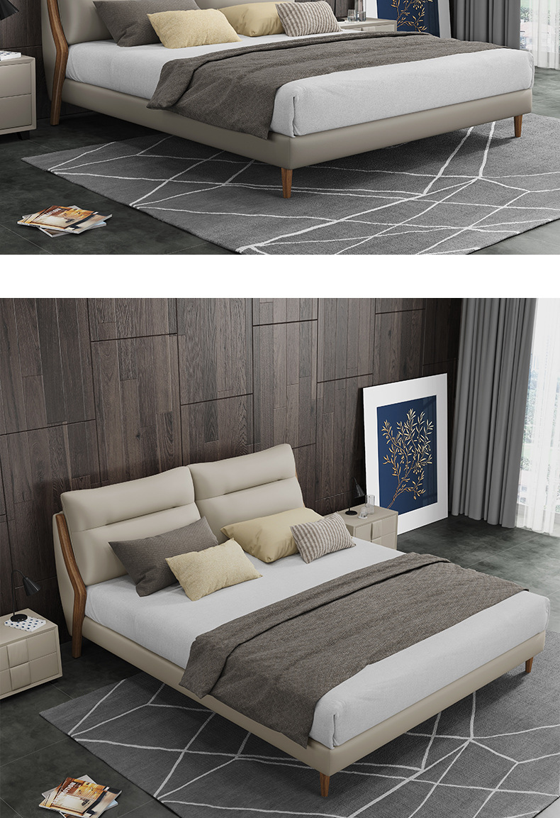 5米小户型卧室皮床头层纳帕皮1.8米软体婚床工厂直销