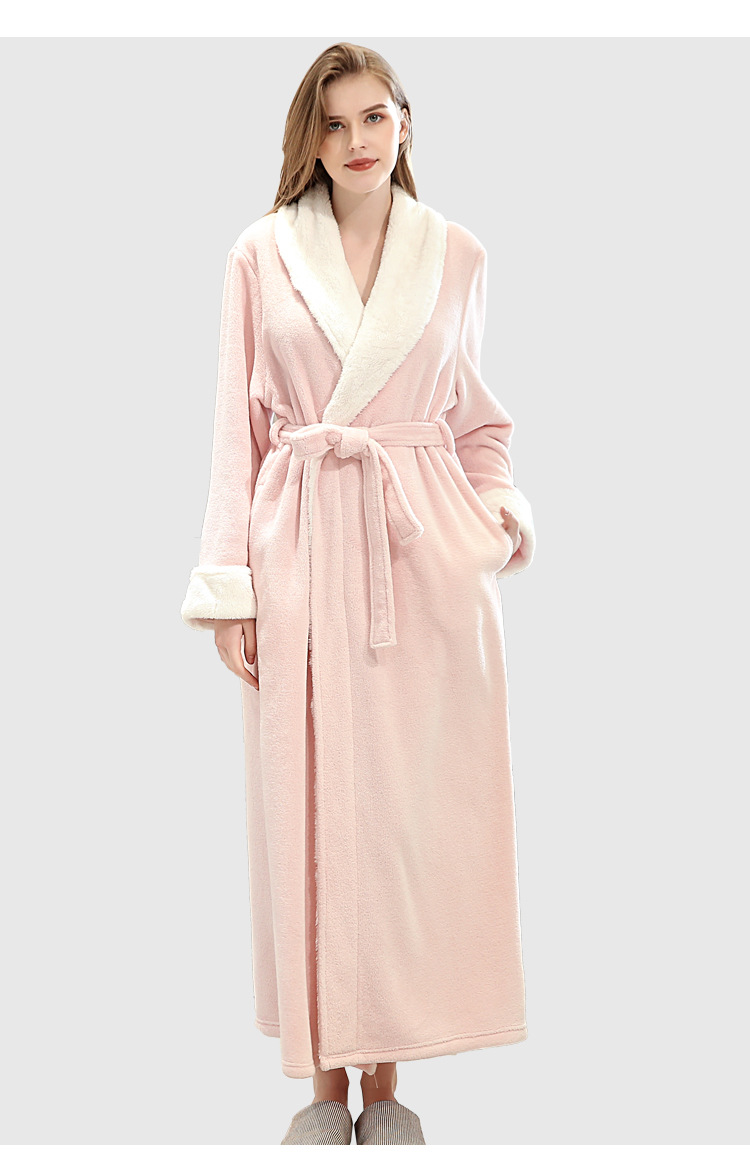 女士浴袍秋冬天裕袍绣花logo美容院spa汗蒸馆睡衣睡袍批发