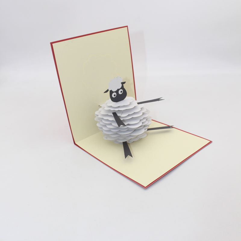 创意手工3d立体贺卡动物绵羊儿童手工剪纸生日节日祝福送同学礼物