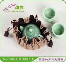 设计新款绒布复古文玩古玩核桃束口袋茶杯茶壶茶叶罐陶瓷收纳包