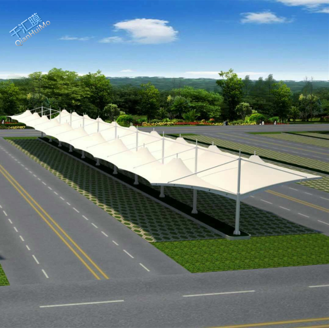 pvc膜结构车棚钢结构厂房电动三轮车车棚三轮车棚景观蓬张拉膜-报价