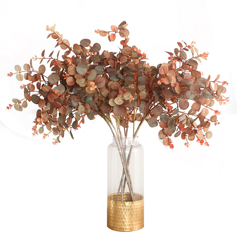 Factory Direct Sales Indoor Wall Decorative Plant Fake Flower Bouquet Home Japanese Autumn Eucalyptus Leaf