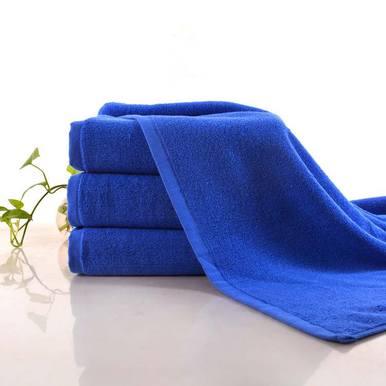 厂家直销纯棉深蓝色毛巾酒店宾馆美容院铺床加大厚定制刺绣logo