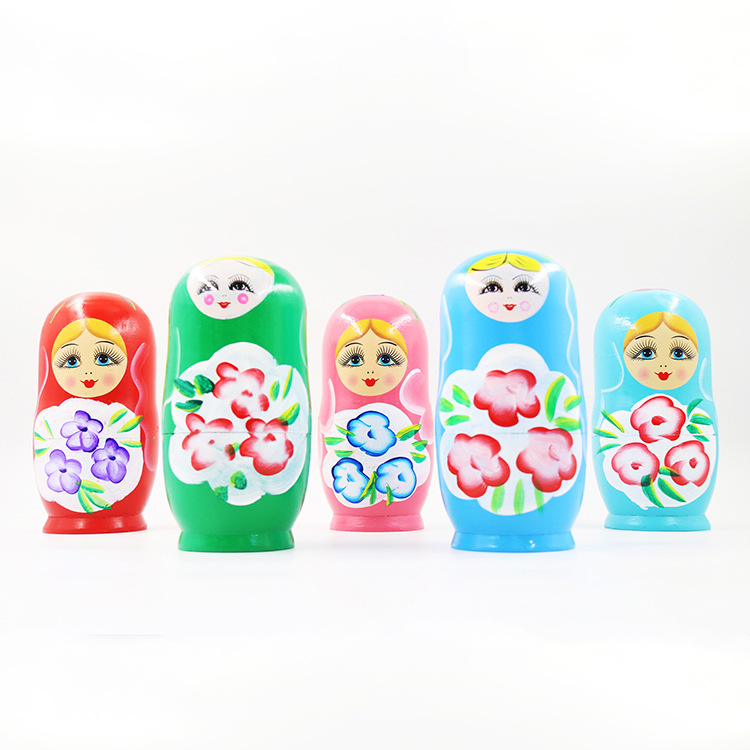 Russia Matryoshka Doll Traditional Hand-Painted Seven-Layer Matryoshka Doll Tourist Attractions Souvenirs Tourism Wooden Craftwork Wholesale