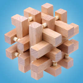 榉木十八柱 木质鲁班孔明锁18根 趣味解锁成人智力锁原色十八罗汉