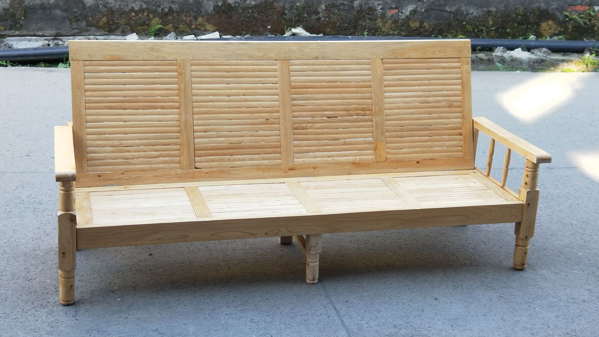 简易家用凉板椅柏木折叠式连四椅客厅多用途沙发床客户等待椅两用