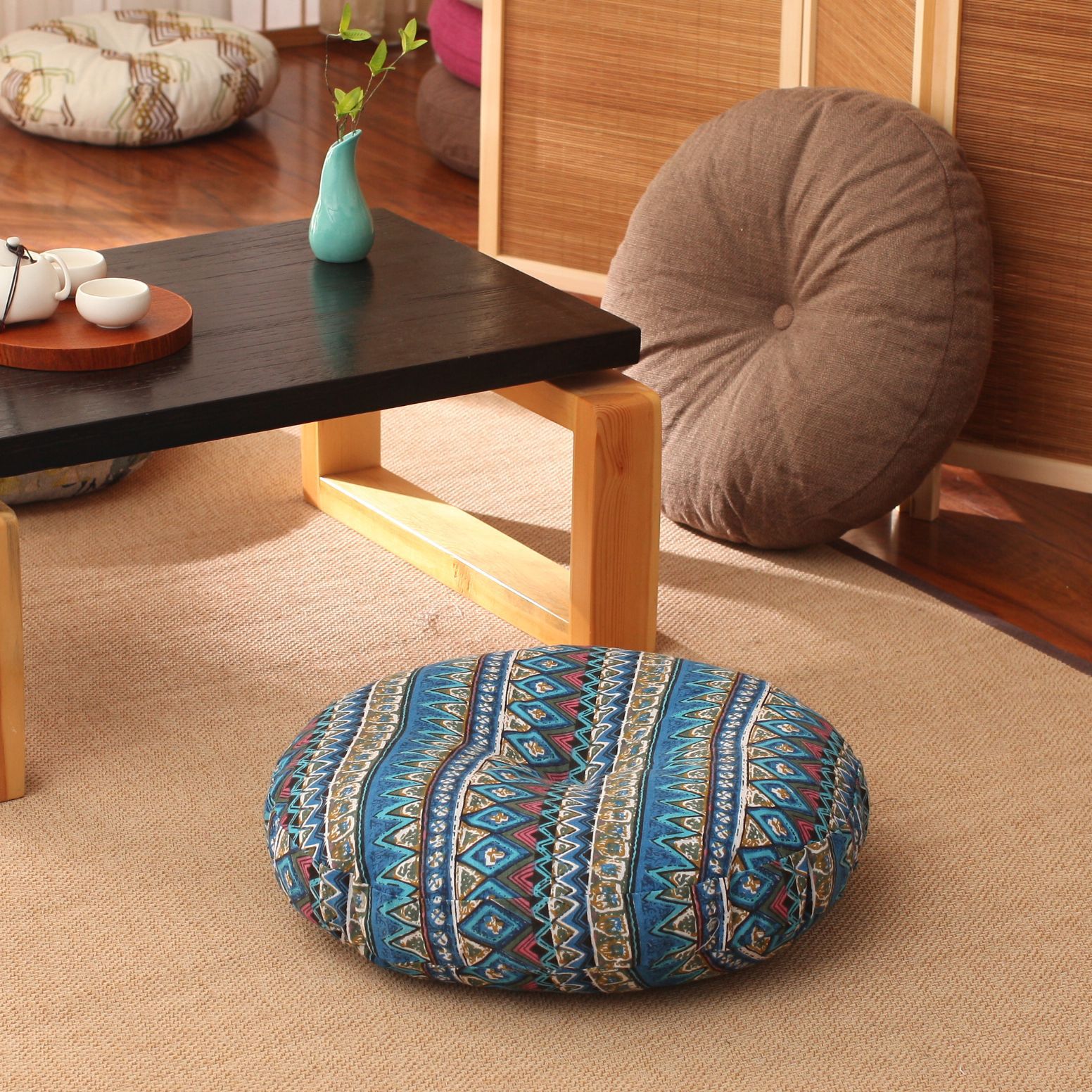 Linen Futon Seat Cushions Thick round Large Cloth Floor Meditation Japanese-Style Balcony Bay Window Tatami Cushion