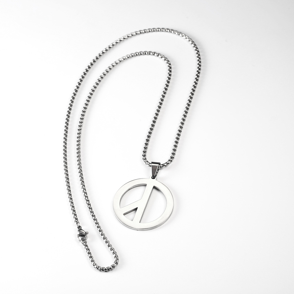 日韩嘻哈潮人权志龙同款项链男 gd反战和平钛钢项链个性毛衣链女