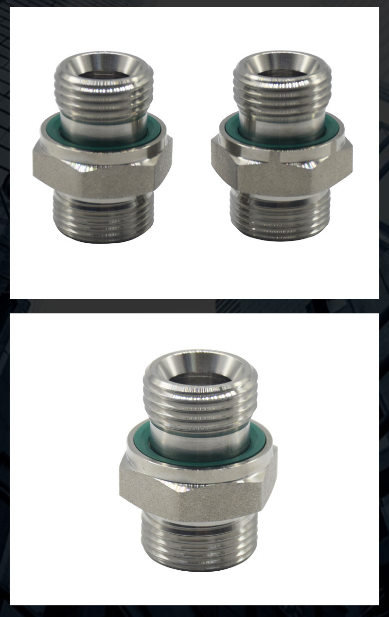 不锈钢液压卡套接头轻型卡套式转英制管螺纹胶垫直通接头1cb-wd