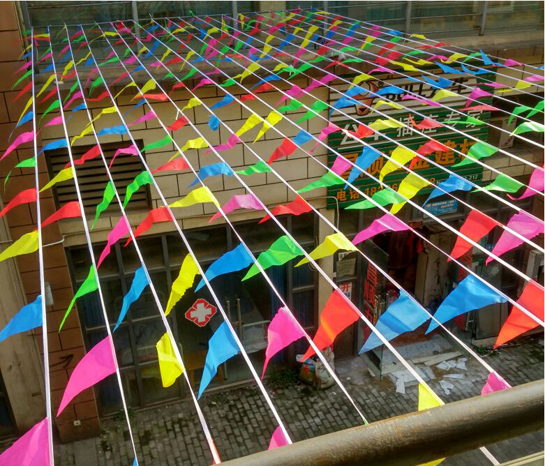 三角彩旗装饰户外五彩串旗三角旗小彩旗幼儿园装饰喜庆结婚开业