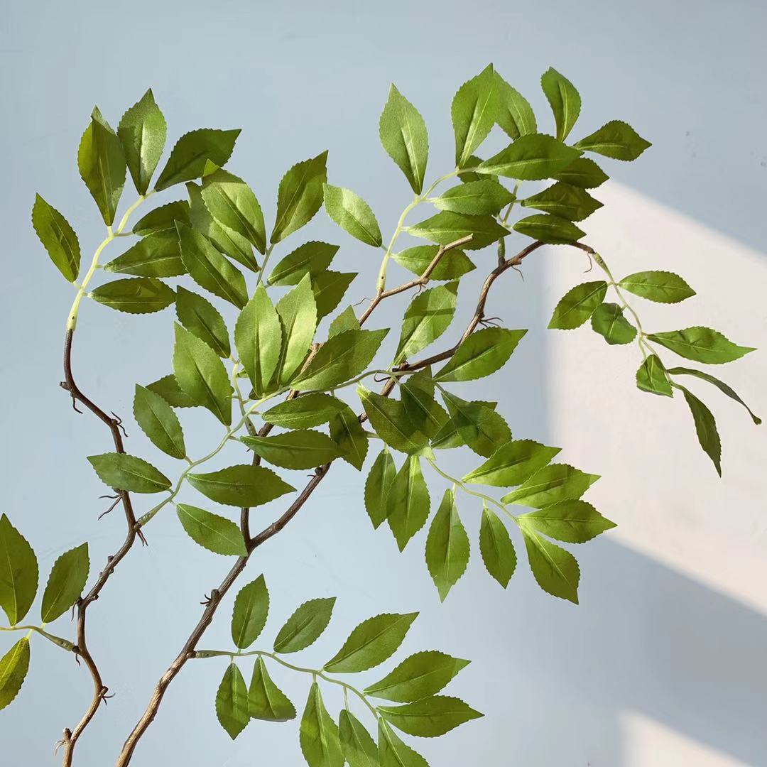 2叉紫藤叶插花仿真植物仿真花批发插花辅材叶子跨境货源