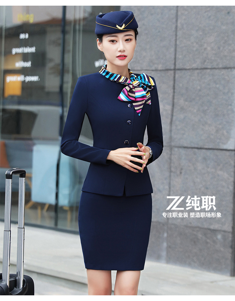 酒店前台服务员工作服女长袖餐厅宾馆前台收银员秋冬装职业装套装