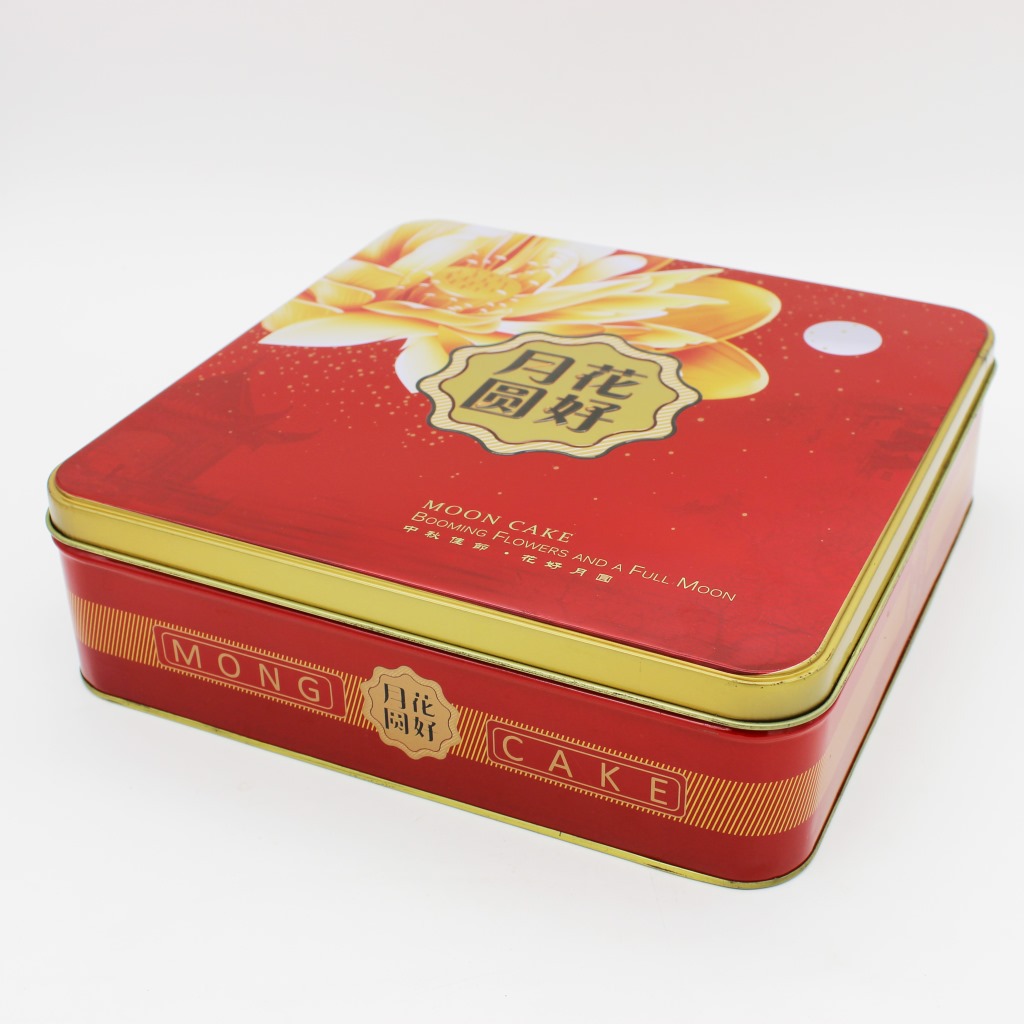 定制中秋节月饼罐235x235正方铁盒饼干礼品铁罐moon cake tin box